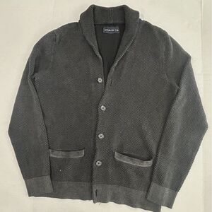 Abercrombie Sweater Mens Cardigan Sweater Black/Grey Cardigan Knit, L, Grandpa